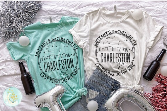CHARLESTON Bachelorette CUSTOM Charleston Bach Party Shirts Beach Bachelorette Matching Girls Trip Bridesmaid Proposal Bachelorette Favors
