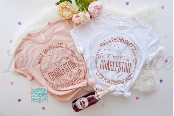CHARLESTON Bachelorette CUSTOM Charleston Bach Party Shirts Beach Bachelorette Matching Girls Trip Bridesmaid Proposal Bachelorette Favors