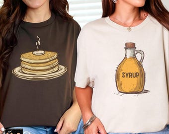 Pancakes and Syrup Costume Duo Shirts Funny Food Costume Breakfast Halloween Costume Shirt Teacher Group Costume Funny Matching Group Shirts