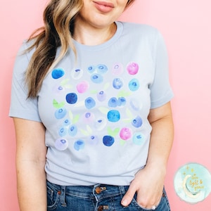 Blaubeeren Shirt Blaubeere Tshirt Cottagecore Kleidung Obst Shirts Ästhetik Cottage Core Gartenarbeit Shirt Damen Sommer Frühling Botanische