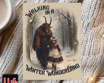 Krampus Cards Creepy Christmas Card Set Dark Christmas Scary Christmas Funny Santa Cards Sets 4.25" X 5.5" Folded Note Cards With Envelopes