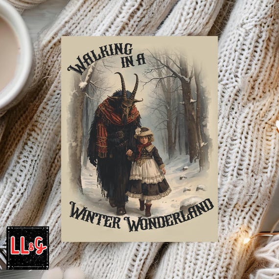Krampus Cards Creepy Christmas Card Set Dark Christmas Scary Christmas Funny Santa Cards Sets 4.25" X 5.5" Folded Note Cards With Envelopes