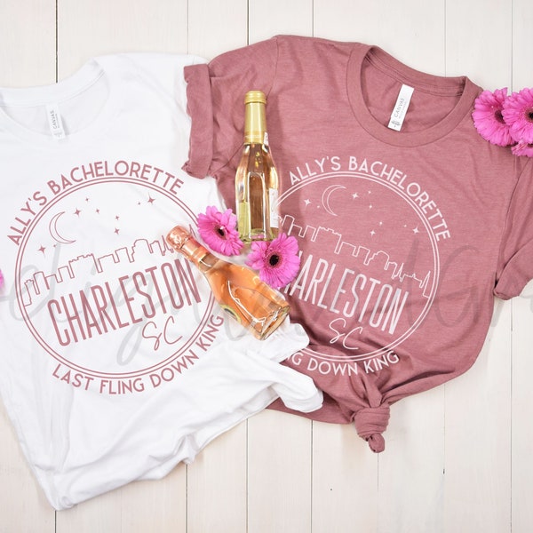 CHARLESTON Bachelorette CUSTOM Charleston Bach Party Shirts Beach Bachelorette Matching Girls Trip Bridesmaid Proposal Bachelorette Favors