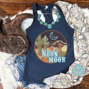 Cowgirl Tank Top Neon Moon Country Western Shirt Boho Desert Vintage Style Summer Tanks for Women Trendy Hippie Tank Tops Summer Shirt