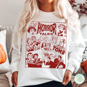 Horror Shirt Retro Halloween Crewneck Vintage Halloween Sweatshirt Gothic Clothing Horror Movie Fans Shirt Fall Apparel Funny Halloween Tees