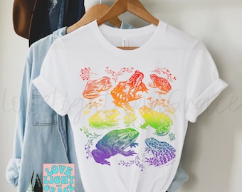 Cottagecore Frogs Rainbow Shirt Subtle Pride Shirts LBGTQ TShirt Aesthetic Clothing Discreet Pride Shirt Gay Pride Flag Pride Tshirt