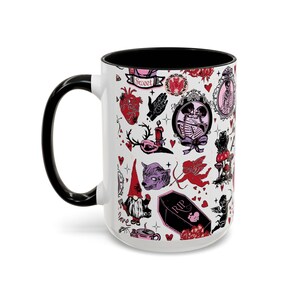 Gothic Valentine Mug Creepy Valentine's Day Coffee Mugs Vintage Style Goth Home Decor Anti Valentine Drinkware Witchy Galentines Day Gift image 9