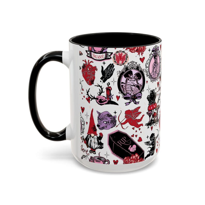 Gothic Valentine Mug Creepy Valentine's Day Coffee Mugs Vintage Style Goth Home Decor Anti Valentine Drinkware Witchy Galentines Day Gift image 9