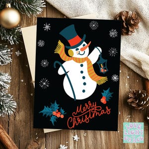 Retro-Weihnachtskarte Vintage frohe Schneemann-Karte mattes Finish Enthält 1, 10 oder 25 Stück - 11,5 "x 14,5" Klappkarten mit Umschlägen