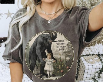 Krampus Shirt Comfort Colors Scary Christmas Shirts Spooky Dark Christmas Shirt Creepmas Pajamas Creepy Ugly Christmas Sweater Christmas Pjs