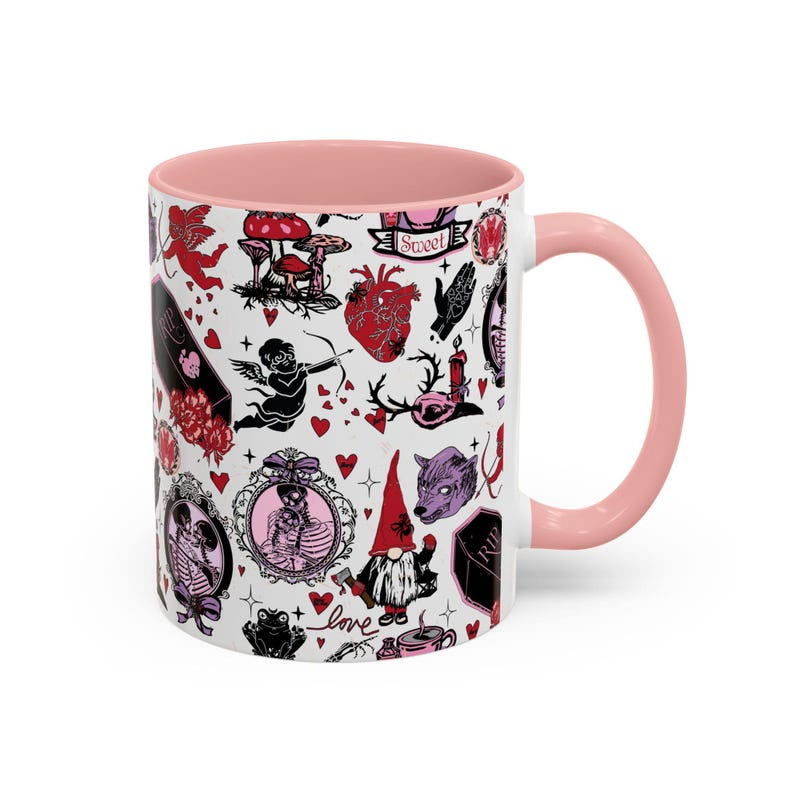Gothic Valentine Mug Creepy Valentine's Day Coffee Mugs Vintage Style Goth Home Decor Anti Valentine Drinkware Witchy Galentines Day Gift image 16