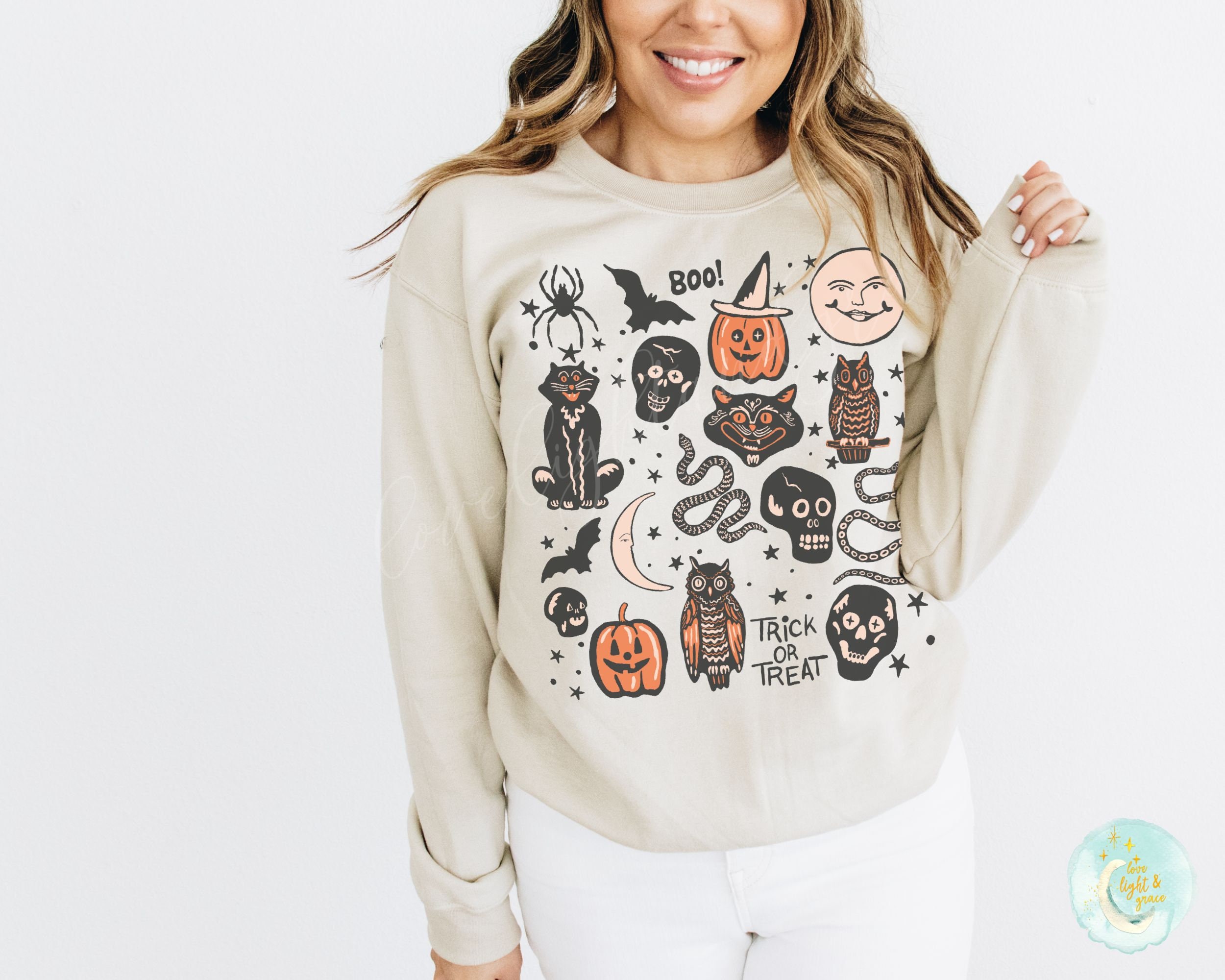 Halloween Doodles Sweatshirt Vintage 