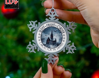 Silent Fright Order Pewter Snowflake Ornament Gothic Christmas Ornaments Merry Creepmas Christmas Decor Dark Christmas Holiday Decoration