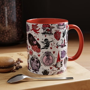 Gothic Valentine Mug Creepy Valentine's Day Coffee Mugs Vintage Style Goth Home Decor Anti Valentine Drinkware Witchy Galentines Day Gift image 2
