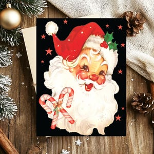 Retro kerstkaart Vintage kerstmankaart met matte afwerking Inclusief 1, 10 of 25 stuks: gevouwen notitiekaarten van 4,25 x 5,5 inch met enveloppen