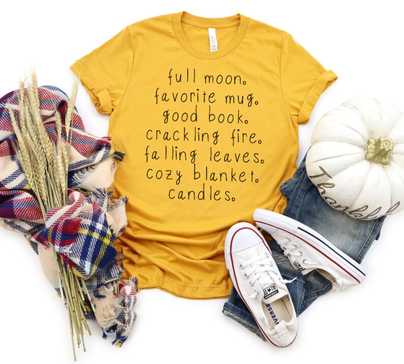 Fall Is My Favorite, Full Moon Shirt, Book Lover Shirt, I Love Fall, My Favorite Season, Rainy Day, Hello Autumn Shirt, Sweater Weather Tee image 1