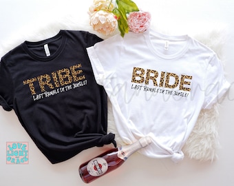Camisas para festa de despedida de solteira, último estrondo na selva, tema tropical, presente para noivas, estampa de leopardo exótica, camisetas com proposta de dama de honra