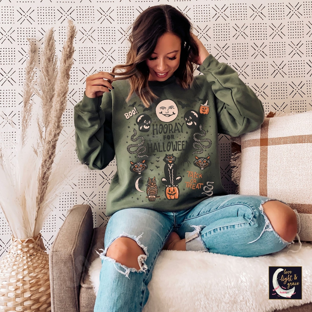 Halloween Sweatshirt Vintage Halloween Crewneck Fall Apparel Etsy
