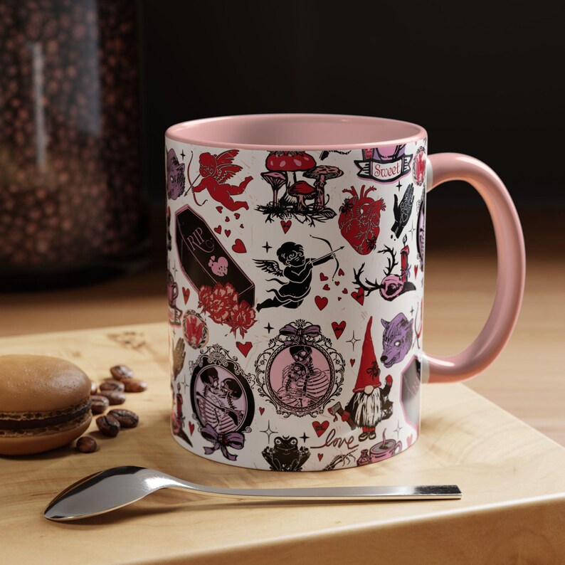 Gothic Valentine Mug Creepy Valentine's Day Coffee Mugs Vintage Style Goth Home Decor Anti Valentine Drinkware Witchy Galentines Day Gift image 14