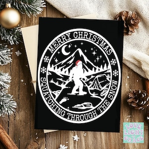 Bigfoot-kerstkaarten Sasquatch-kerstkaart met matte afwerking Inclusief 1, 10 of 25 stuks: gevouwen notitiekaarten van 4,25 x 5,5 inch met envelop
