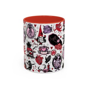 Gothic Valentine Mug Creepy Valentine's Day Coffee Mugs Vintage Style Goth Home Decor Anti Valentine Drinkware Witchy Galentines Day Gift image 3