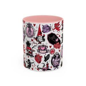 Gothic Valentine Mug Creepy Valentine's Day Coffee Mugs Vintage Style Goth Home Decor Anti Valentine Drinkware Witchy Galentines Day Gift image 15