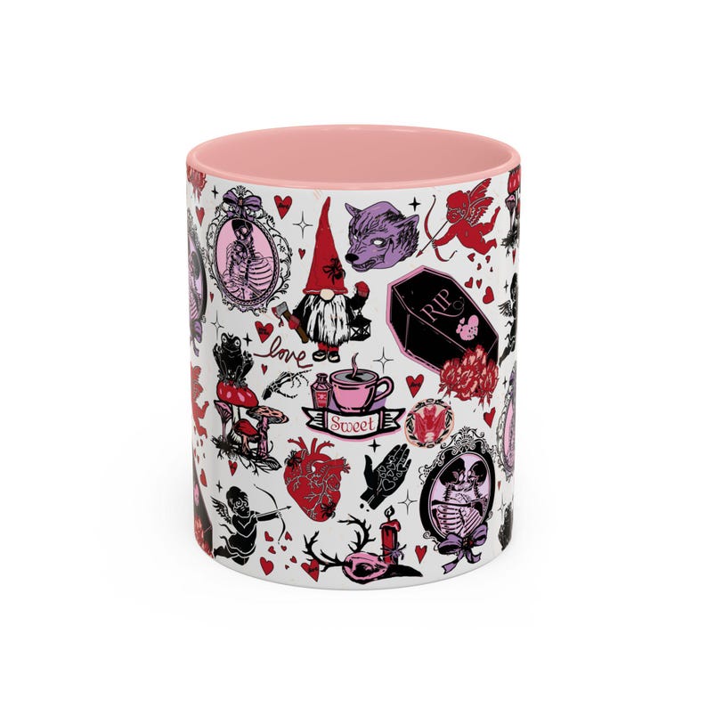 Gothic Valentine Mug Creepy Valentine's Day Coffee Mugs Vintage Style Goth Home Decor Anti Valentine Drinkware Witchy Galentines Day Gift image 15
