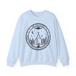 Worst Case Scenario Aliens Sweatshirt Camping Shirt Trendy Alien Mountain Sweatshirts Hiking Gifts Nature Shirts Adventure Outdoor Gift Light Blue