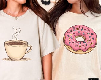 Coffee And Donuts Costume Duo Shirts Funny Food Costume Breakfast Halloween Costume Shirt Teacher Group Costume Funny Matching Group Shirts