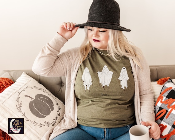 Boho Halloween Shirt Halloween Vintage Boho Ghost Halloween Party Tee Halloween T-Shirts Boo Shirts Boo Crew Cute Halloween Tees Men Women
