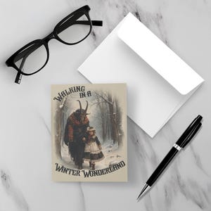 Krampus Cards Creepy Christmas Card Set Dark Christmas Scary Christmas Funny Santa Cards Sets 4.25" X 5.5" Folded Note Cards With Envelopes image 2