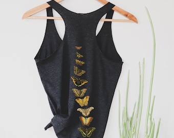 Butterfly Shirt BACK PRINT Spine Print Racerback Tank Cottage Core Clothing Aesthetic T Shirt Butterflies T-Shirts Butterflies Tshirts
