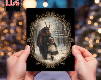 Krampus Cards Creepy Christmas Card Set Dark Christmas Scary Christmas Funny Santa Cards Sets 4.25" X 5.5" Folded Note Cards With Envelopes