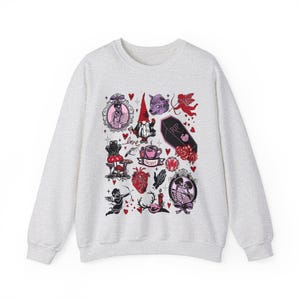 Gothic Valentine Sweatshirt Creepy Valentine Vintage Style Crewneck Victorian Goth Holiday Sweater Cute Halloween Scary Valentines Day Shirt Ash