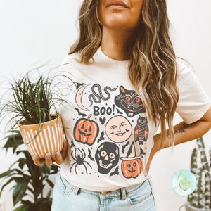 Halloween Doodles vintage Halloween Shirt Fall Apparel Witchy Clothing Witchy Clothes Fall T-Shirt Short Sleeve Halloween vintage Tshirt