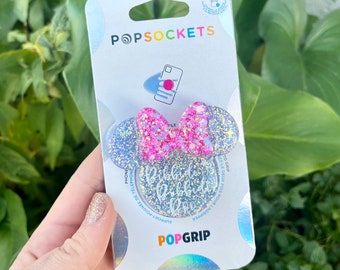 Blue and Pink Fairy Godmother Mouse Phone Grip, Mouse Head Pop Grip, Glitter Phone Socket, Handmade Phone Accessory