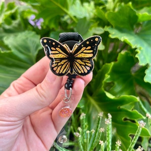 Butterfly Glitter Badge Reel, Monarch Badge Reel, Pediatric Badge Reel, PICU Badge Reel,  Badge Reel Personalized, Animal Badge Reel