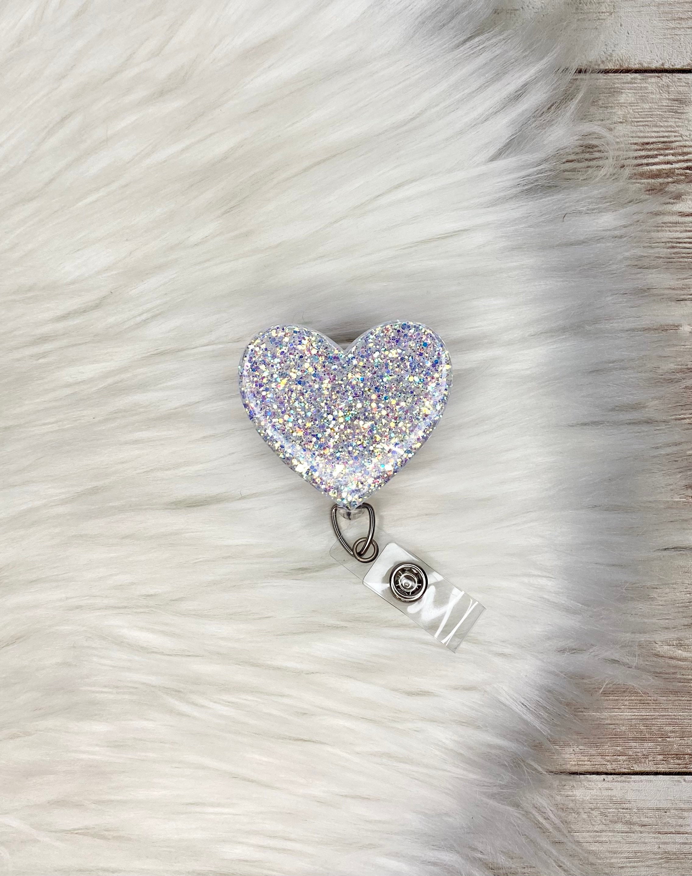 Glitter Heart Badge Reel Badge Reel Nurse Badge Reel Custom Etsy