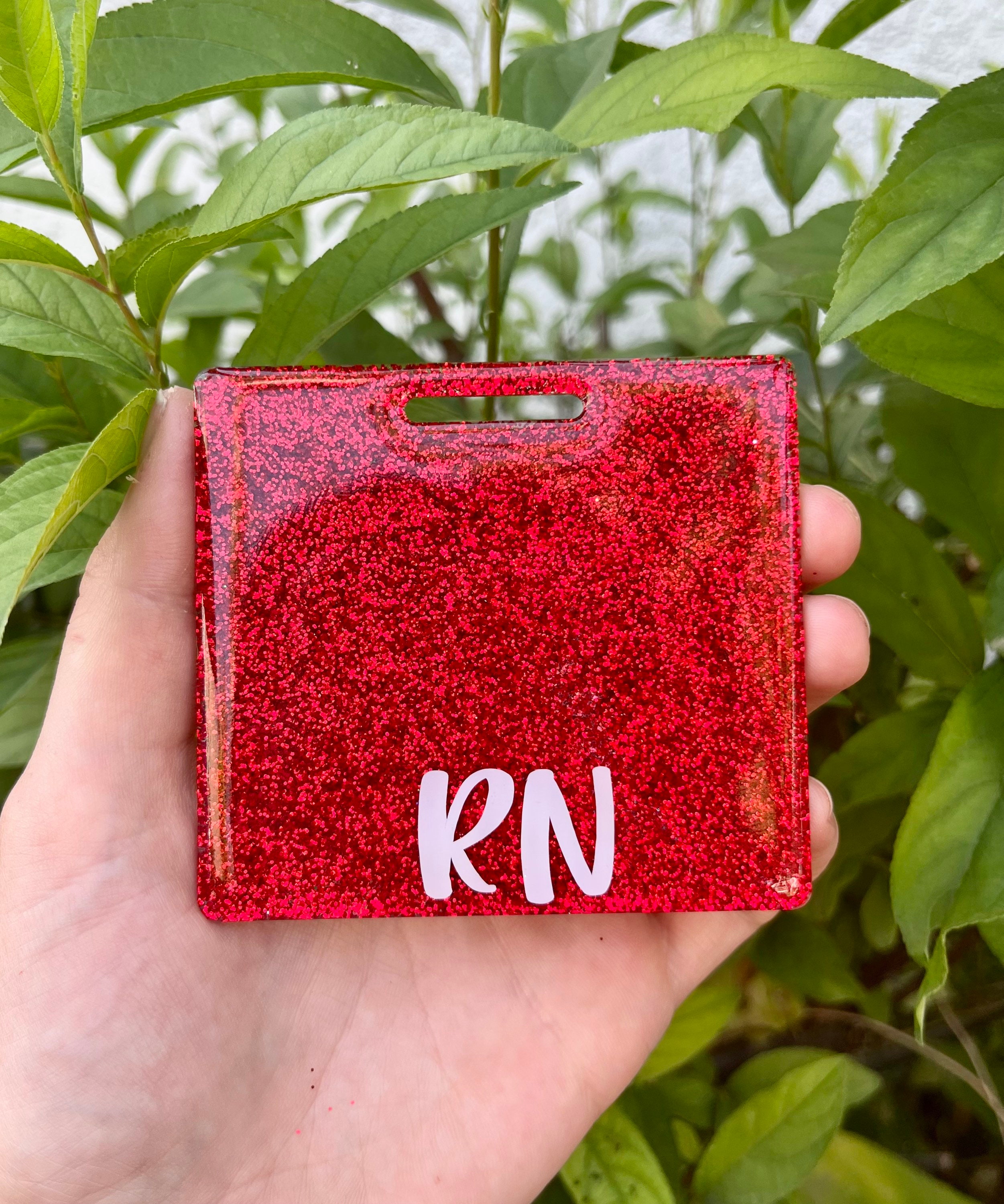 Red Glitter Badge Buddy, Horizontal Badge Buddy, Vertical Badge Buddy,  Lvn Cna Badge Buddy, Nurse ID Holder, RN Gift