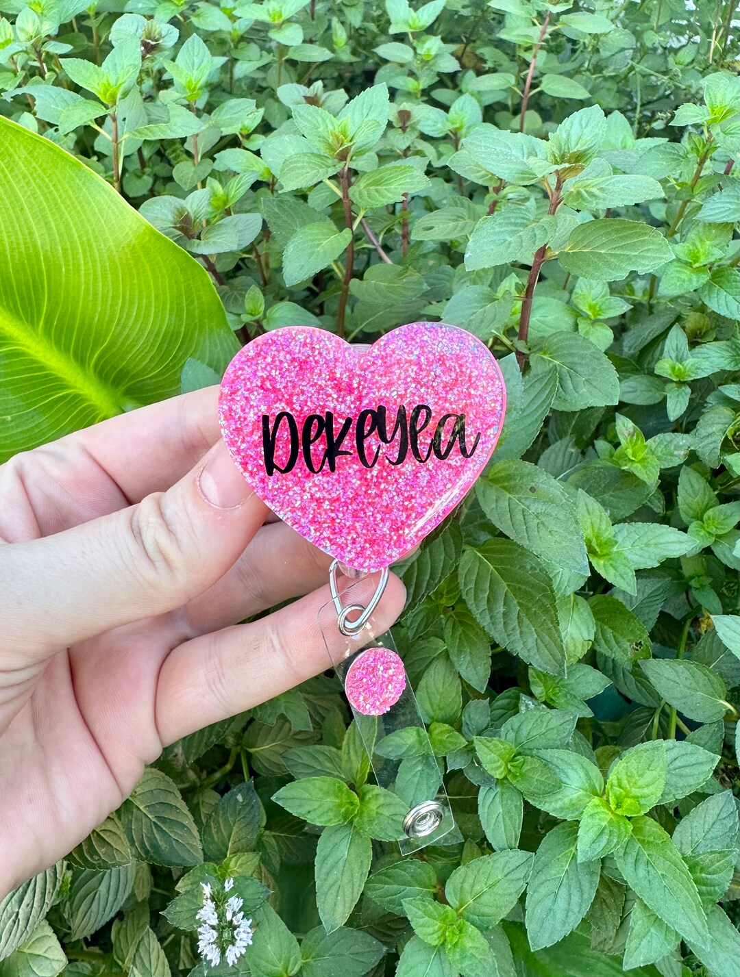 Hot Pink Glitter Heart Badge Reel, Badge Reel Nurse, Badge Reel Custom