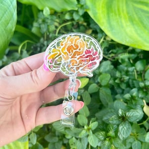 Pressed Flower Brain Badge Reel, Floral Badge Reel Nurse, Badge Reel Custom, Badge Reel Personalized, Badge Reel Glitter, Badge Reel RN