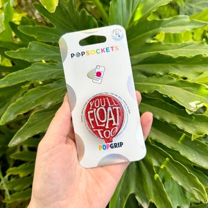 You’ll Float Too Red Balloon Phone Grip, Horror Movie Pop Grip, Custom Phone Socket, Halloween Phone Accessory