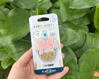 Mouse Head Ice Cream with Sprinkles Phone Grip, Mouse Head Pop Grip, Glitter Phone Socket, Glitter Phone Accessory
