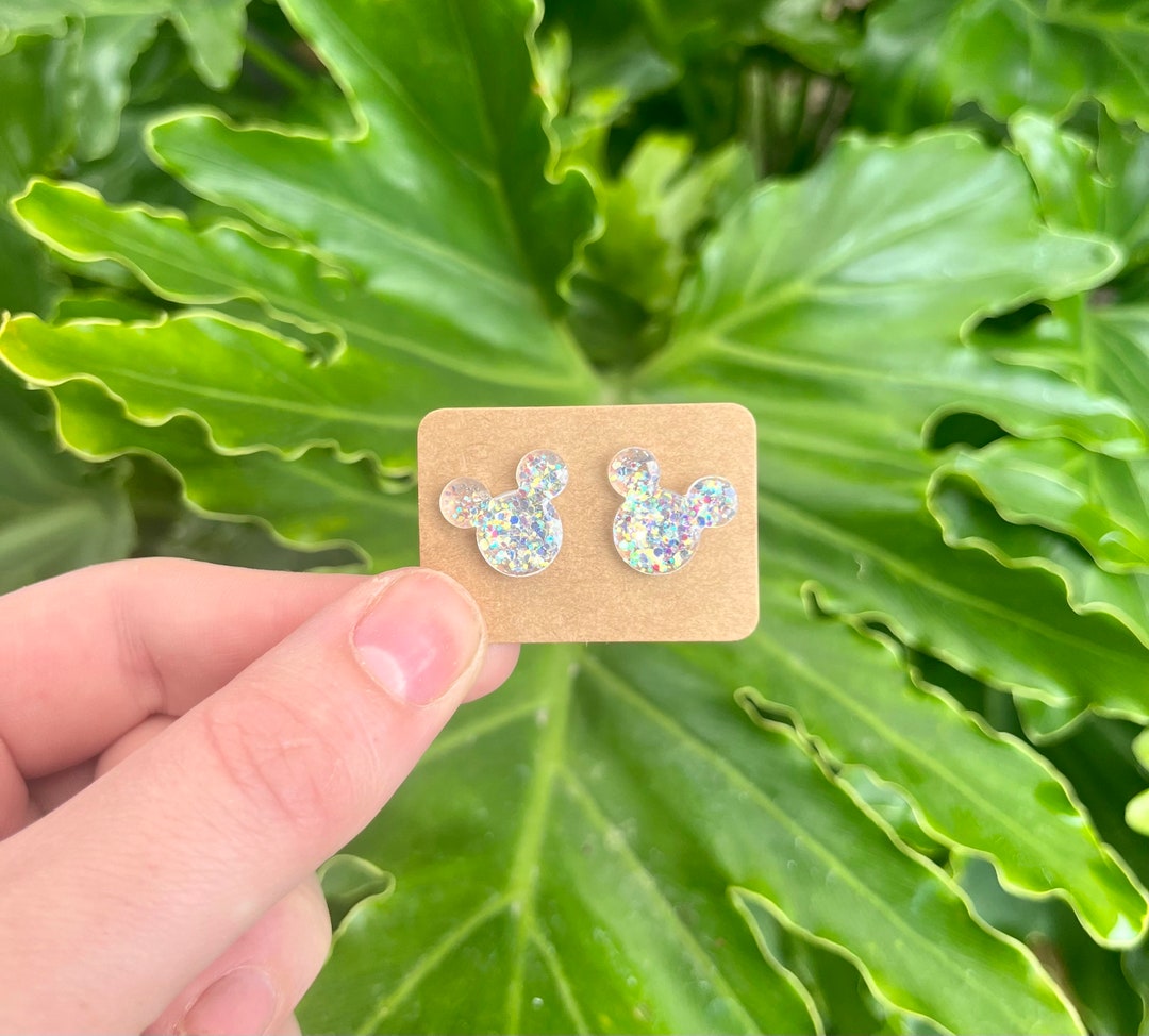 Opal Glitter Mouse Stud Earrings, Glitter Mouse Stud Earrings, Gifts for Children, Glitter Stud