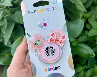 Mouse head Strawberry and Cream Phone Grip, Mouse Head Pop Grip, Glitter Phone Socket, Glitter Phone Accessory