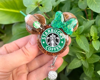 Maus Kaffee Abzeichen Reel, Kaffee Abzeichen Reel, Abzeichen Reel Krankenschwester, Abzeichen Reel Custom, Abzeichen Reel personalisiert, Abzeichen Reel Glitzer