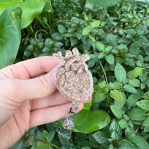 Rose Gold Glitter Anatomical Heart Badge Reel, Badge Reel Nurse, Badge Reel Custom, Badge Reel Personalized, Badge Reel Glitter