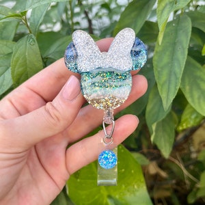 Glitter Badge Reel Beach Ocean Mouse Head, Badge Reel Nurse, Badge Reel Custom, Badge Reel Personalized, Badge Reel Glitter, Badge Reel RN