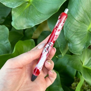 True Crime Pen, Glitter Pen Custom, Blood Splatter Pen, Glitter Pen Inkjoy, Glitter Pen Personalized, Custom Pen Gift, Halloween Horror Pen