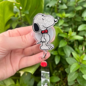 Cartoon Beagle Badge Reel, Glitter Dog  Badge Reel, Pediatric Badge Reel, Badge Reel Custom, Badge Reel Personalized, Animal Badge Reel
